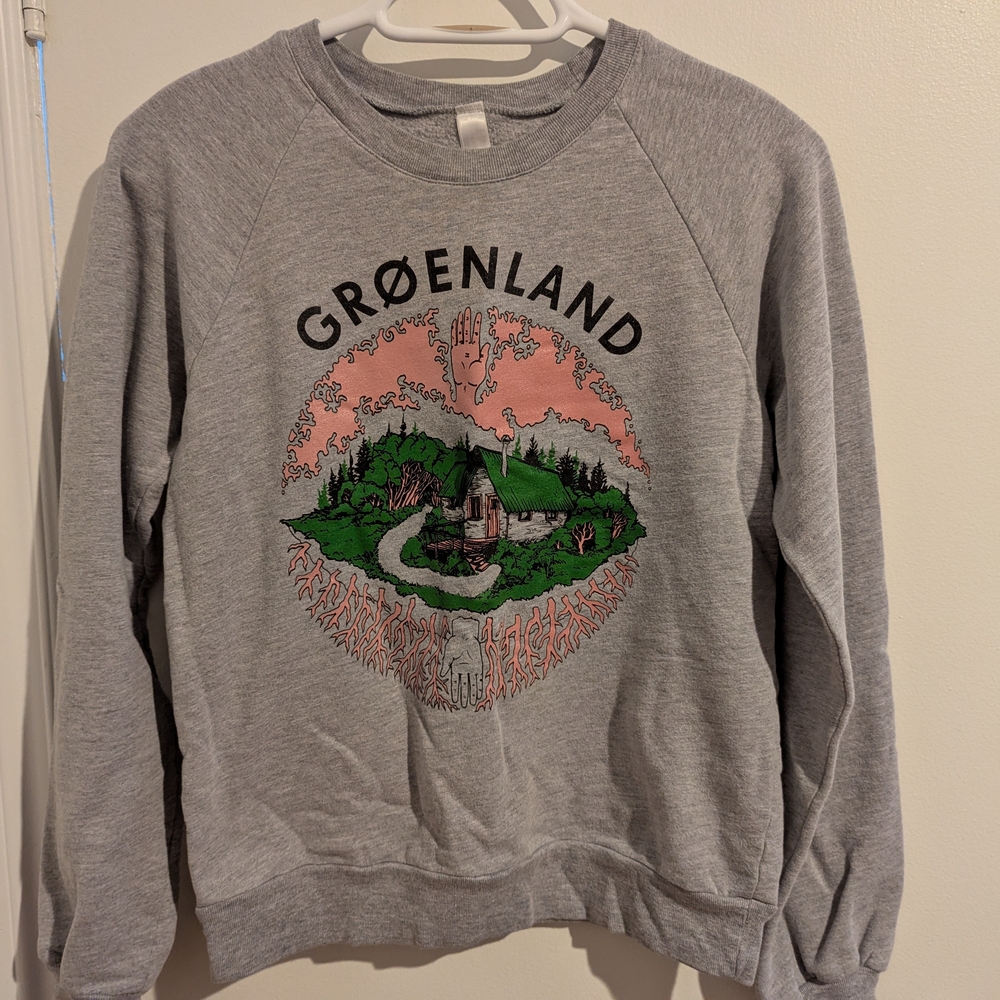American Apparel Gray Crew Neck Sweater with Graphic Design
